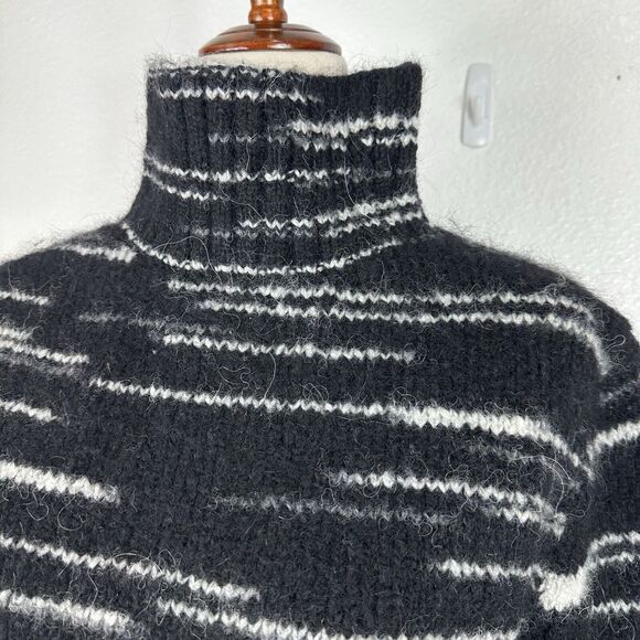 Banana Republic Sweater Women XS Space Dye Black White Alpaca Wool Chunky knit - Picture 5 of 13